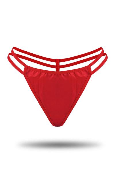 Strapped Satin Thong Red