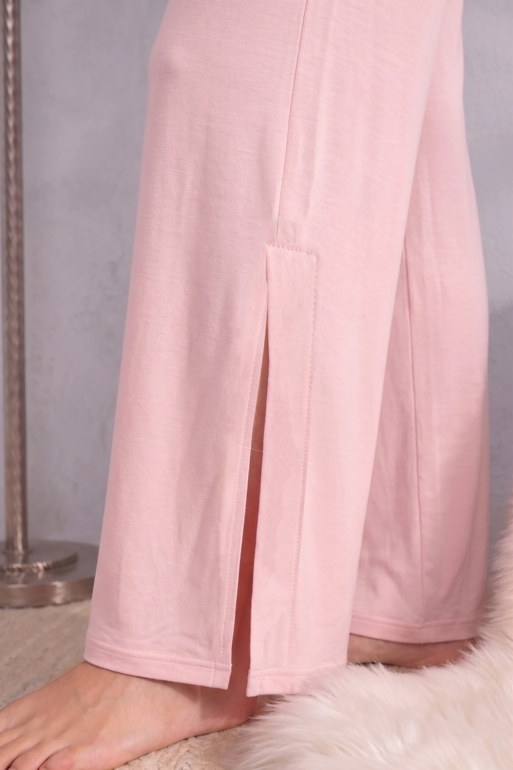 Kısa Kollu Düğmeli Pijama Takımı Pembe