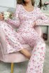 Pamuklu Dantel Detaylı Uzun Pijama Takımı Pembe