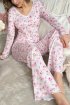 Pamuklu Dantel Detaylı Uzun Pijama Takımı Pembe
