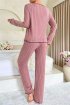 Pamuklu Fiyonk Detaylı Pijama Takımı Gül Kurusu