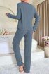 Pamuklu Uzun Kol Pijama Takımı Mavi